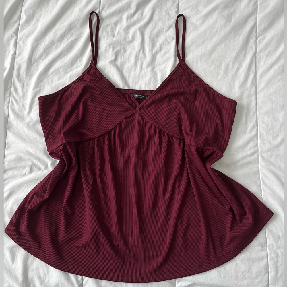 SHEIN Maroon Fitted Tie Front Camisole